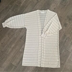 Anthropologie Duster Long Cardigan, Ivory Beige, One Size